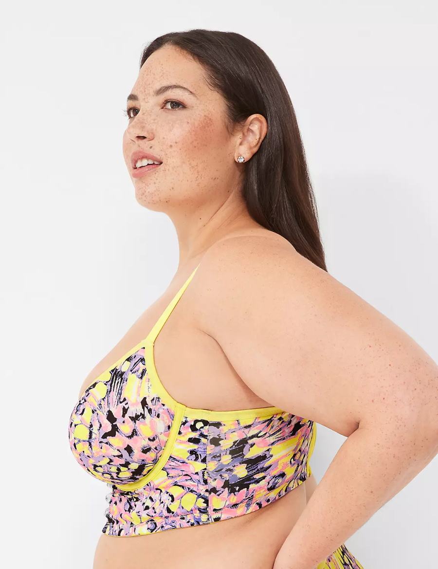 Lane Bryant Longline Demi Women Bralettes Yellow Multicolor | VOB5436IH