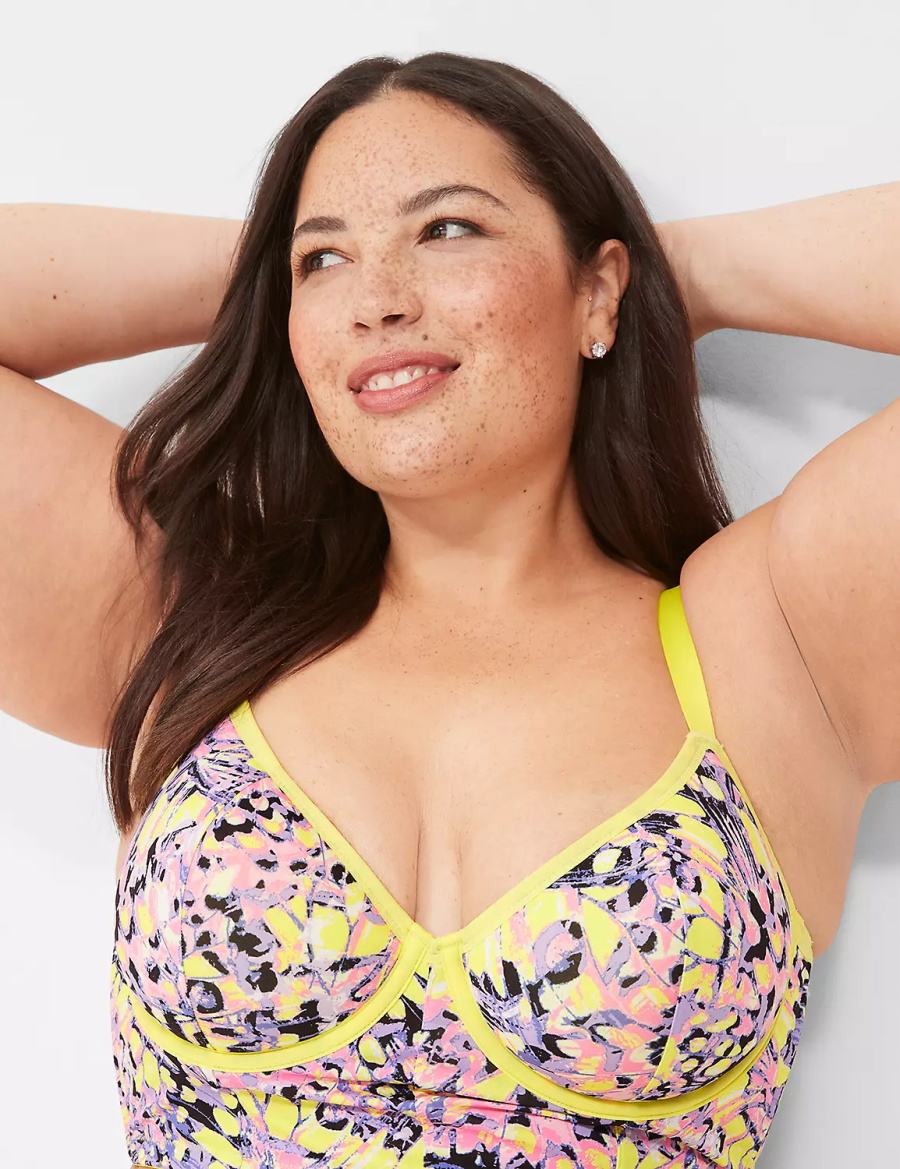 Lane Bryant Longline Demi Women Bralettes Yellow Multicolor | VOB5436IH