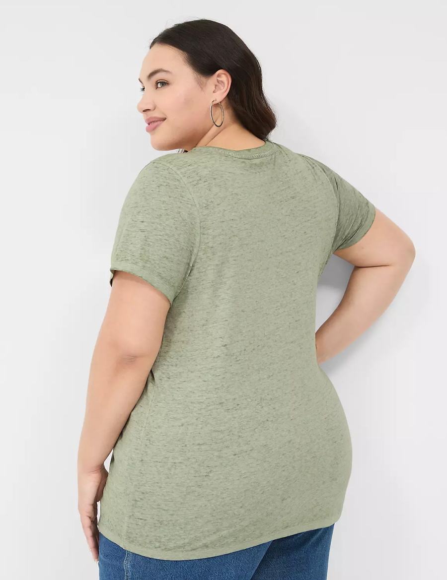 Lane Bryant Love Graphic Tee Women T Shirts Olive Green | NHB8554AM