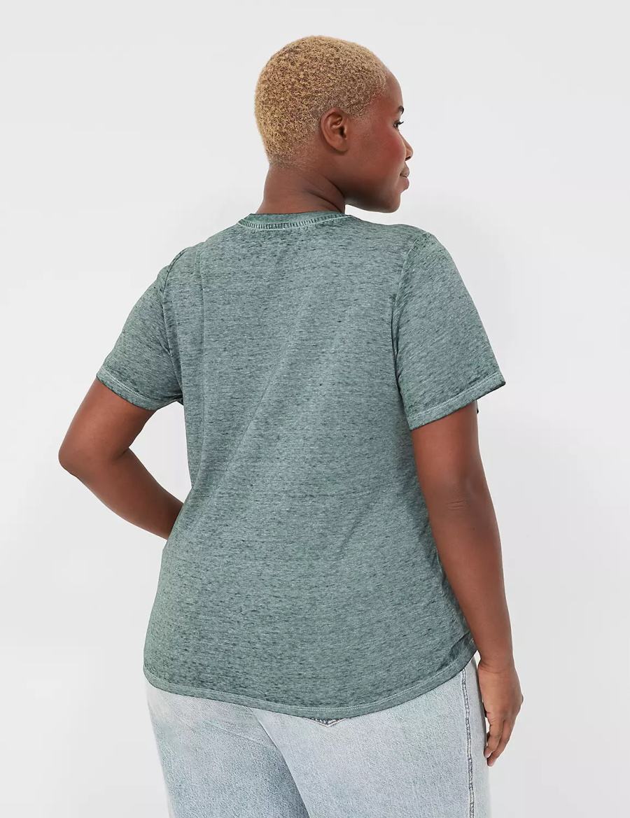 Lane Bryant Luckiest Burnout Graphic Tee Women T Shirts Green | YJI7222KX