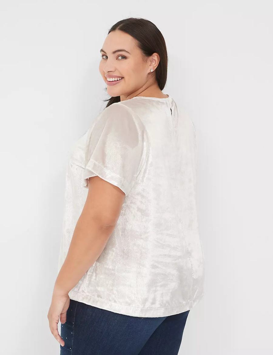 Lane Bryant Lurex Boatneck Swing Top Women T Shirts Grey | OAD1592LL