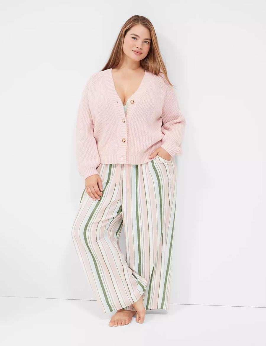 Lane Bryant Lurex Knit Sleep Women Cardigan Pink | BQG4685VM