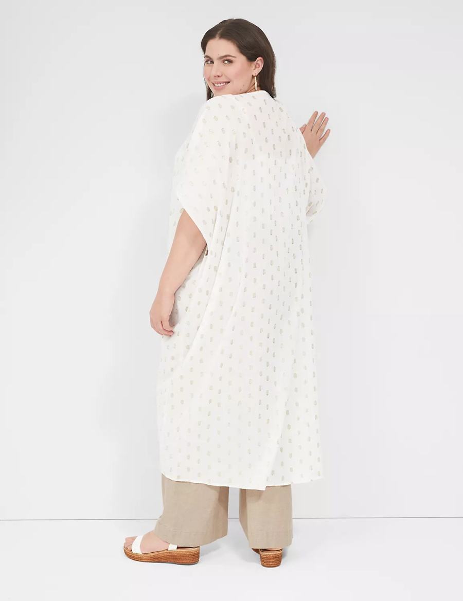 Lane Bryant Lurex Maxi Overpiece Women Robe White | TRC128YF