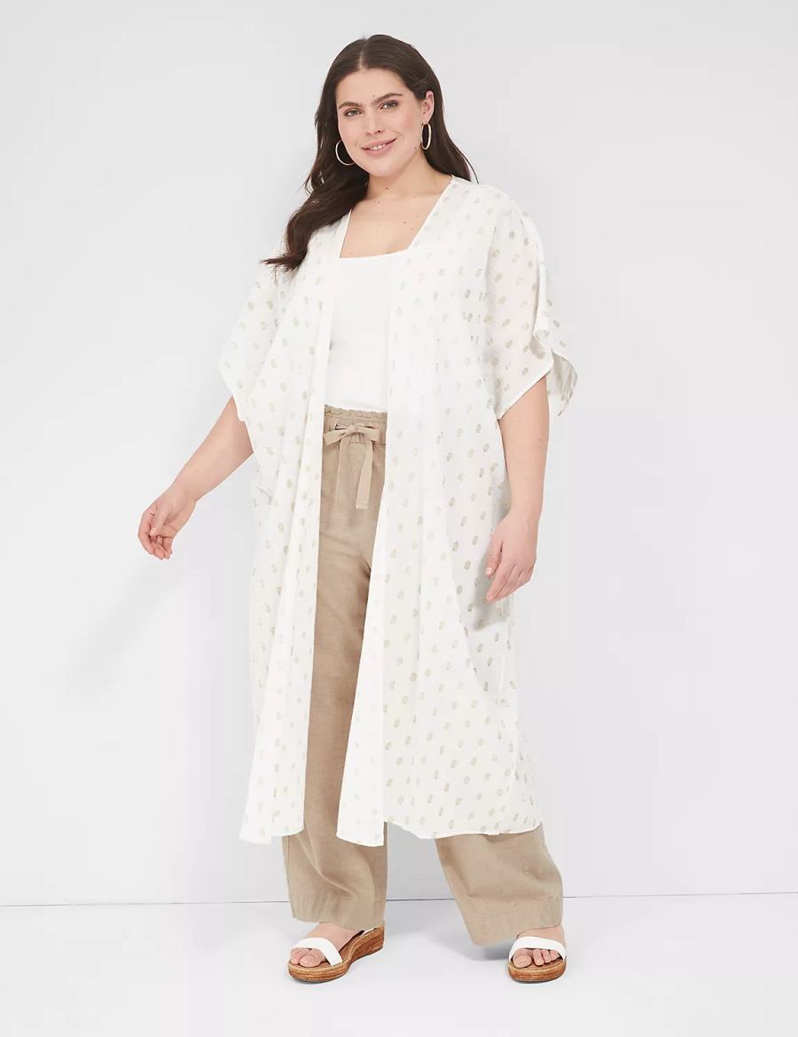 Lane Bryant Lurex Maxi Overpiece Women Robe White | TRC128YF