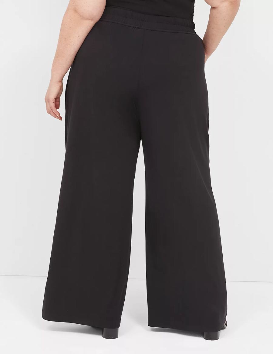 Lane Bryant Matte Jersey Pull-On Wide Leg Women Pants Black | MCO1717RQ