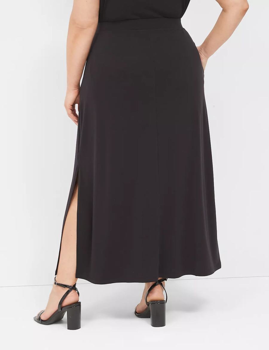 Lane Bryant Matte Jersey Side-Slit Maxi Women Skirts Black | FVX8762VX