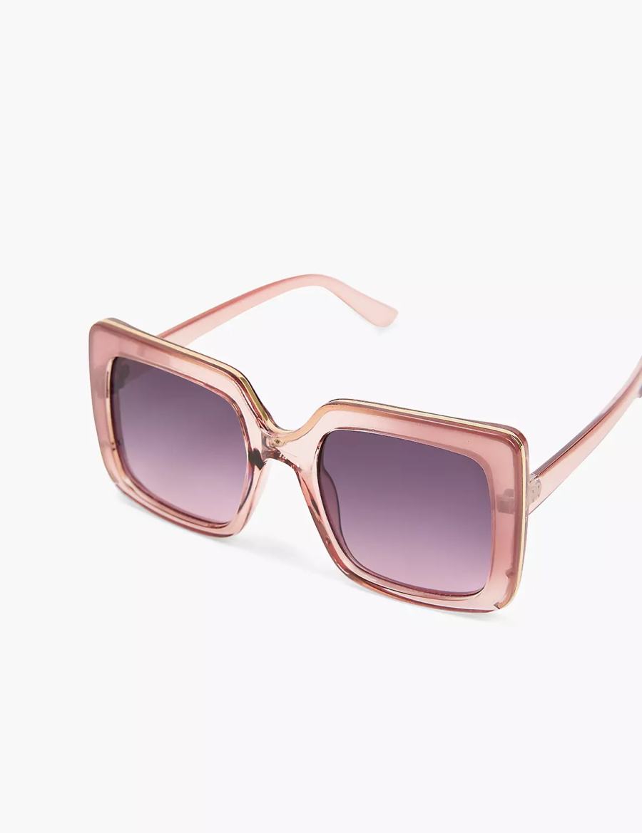 Lane Bryant Mauve With Goldtone Trim Square Women Sunglasses Purple | LGC3331SY