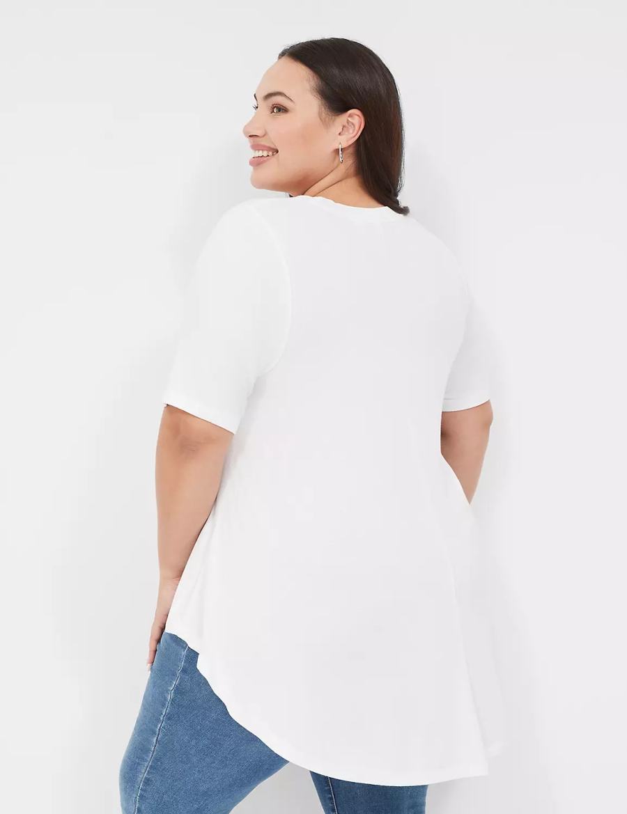 Lane Bryant Max Swing Perfect Sleeve Crew-Neck Tee Women T Shirts White | BFO1099HC