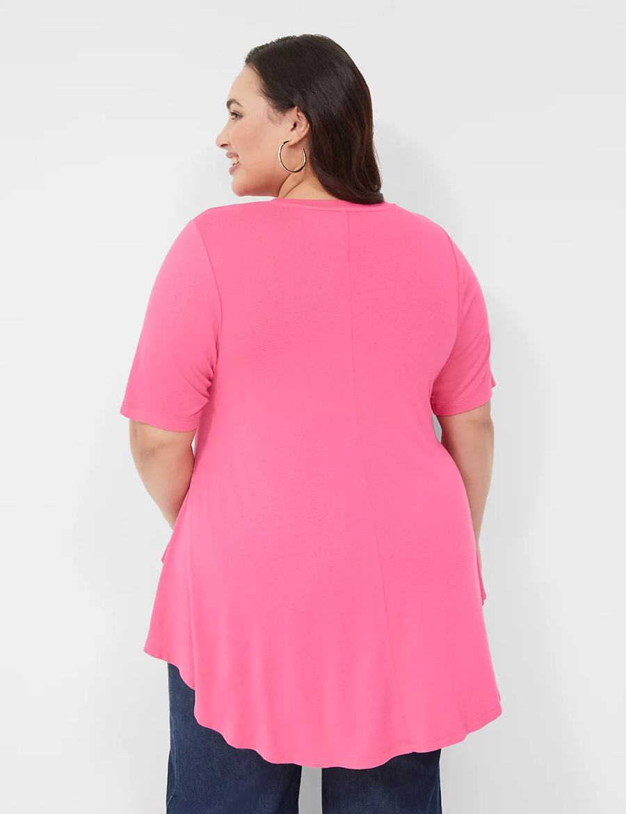 Lane Bryant Max Swing Perfect Sleeve Crew-Neck Tee Women T Shirts Pink | TBA7111UI