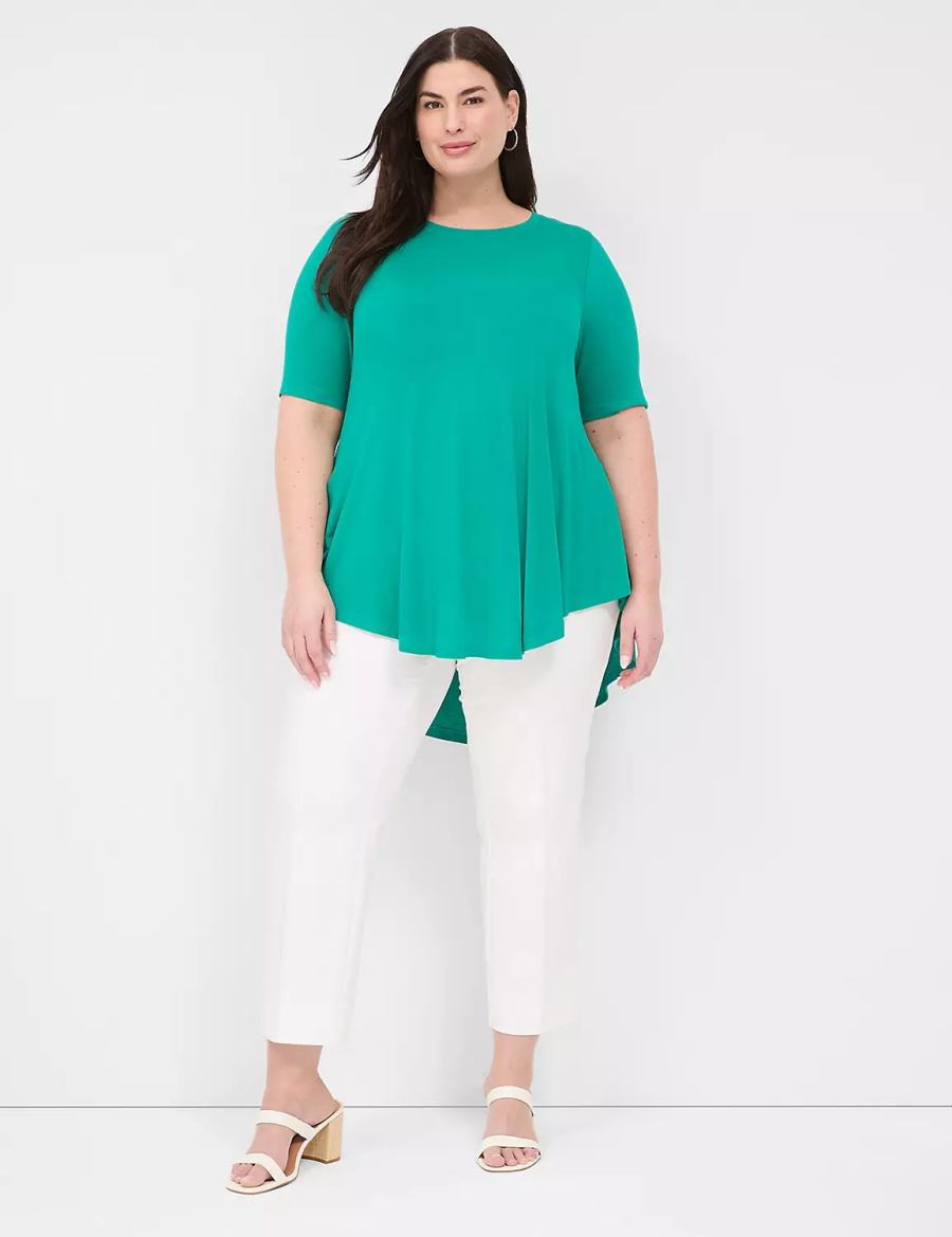 Lane Bryant Max Swing Perfect Sleeve Crew-Neck Tee Women T Shirts Light Turquoise | OJB3886HB