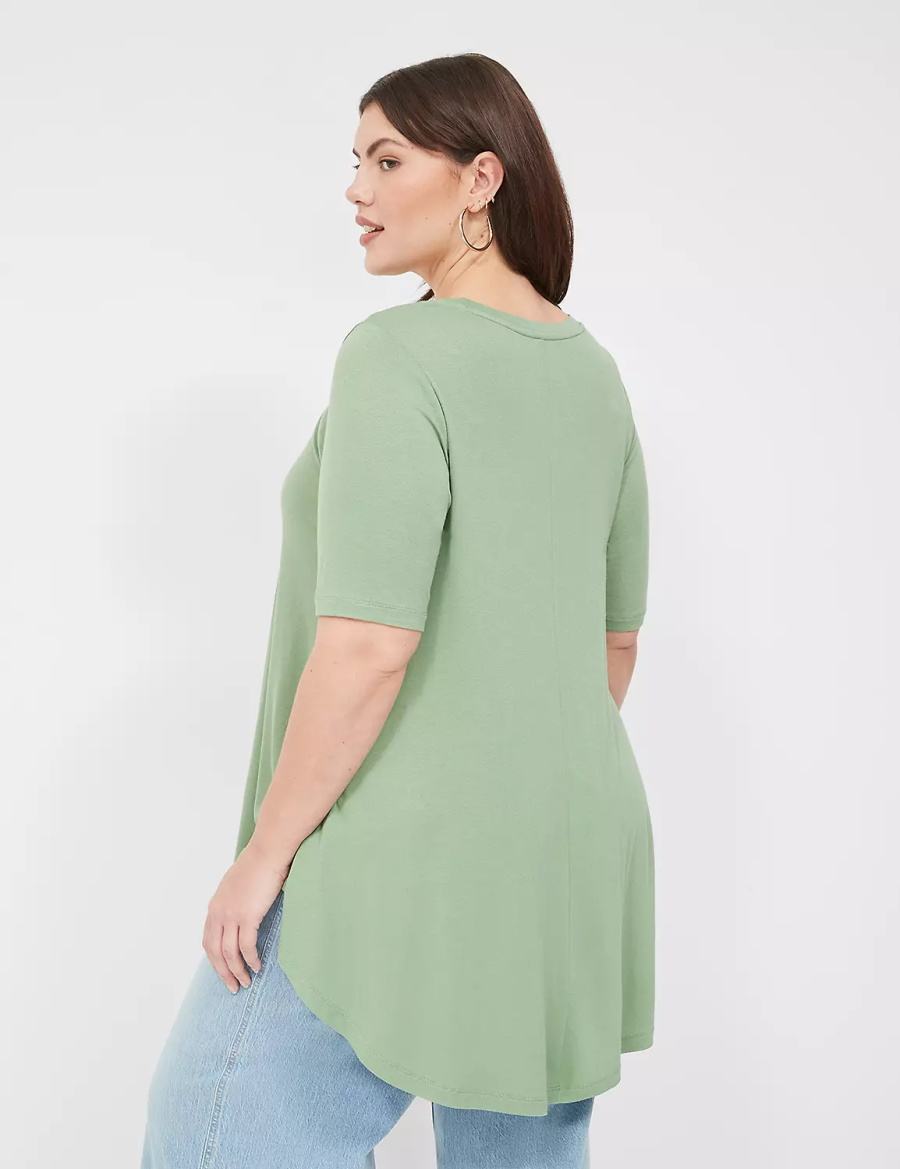 Lane Bryant Max Swing Perfect Sleeve Crew-Neck Tee Women T Shirts Light Green | ZYU1098NZ