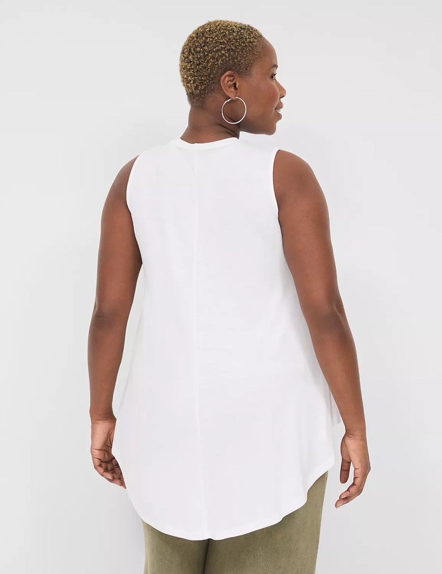 Lane Bryant Max Swing Sleeveless High-Neck Tunic Women T Shirts White | TKG453FU