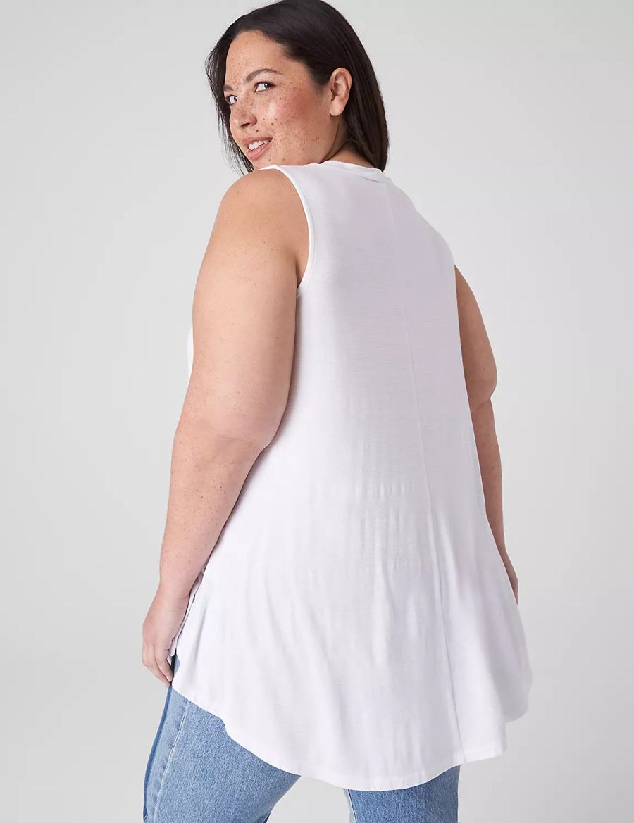 Lane Bryant Max Swing Sleeveless High-Neck Tunic Women T Shirts White | HUB4080XH