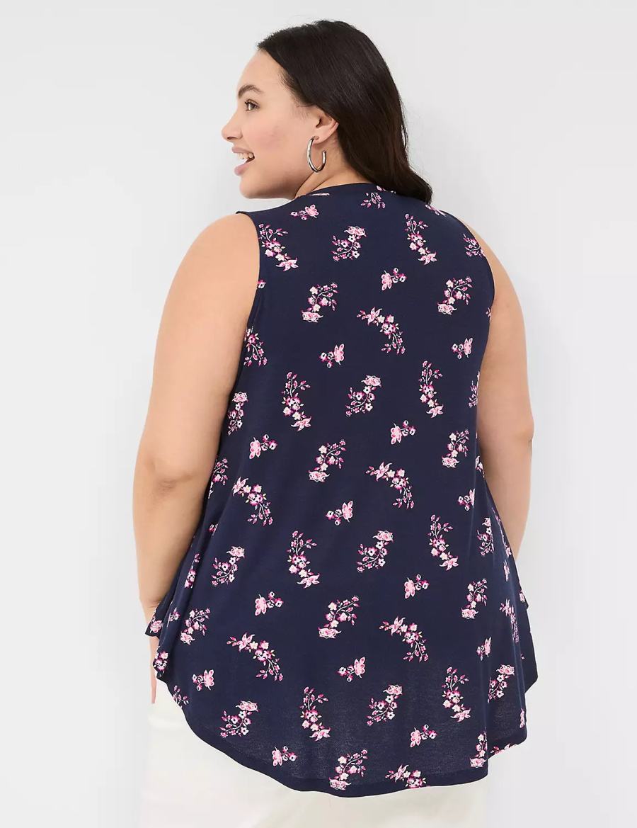 Lane Bryant Max Swing Sleeveless High-Neck Tunic Women T Shirts Pink Navy | ZIH2827DF