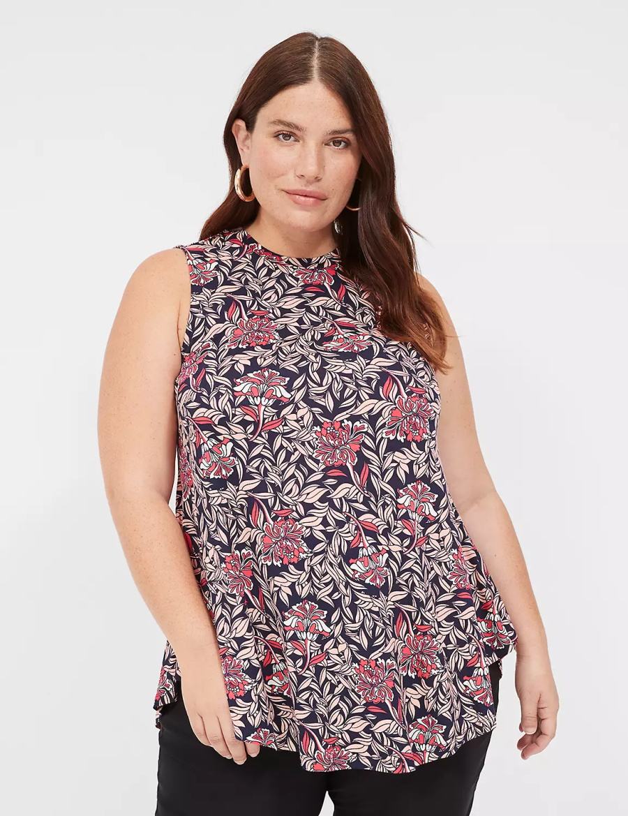 Lane Bryant Max Swing Sleeveless High-Neck Tunic Women T Shirts Pink Coral | CYT4339VY