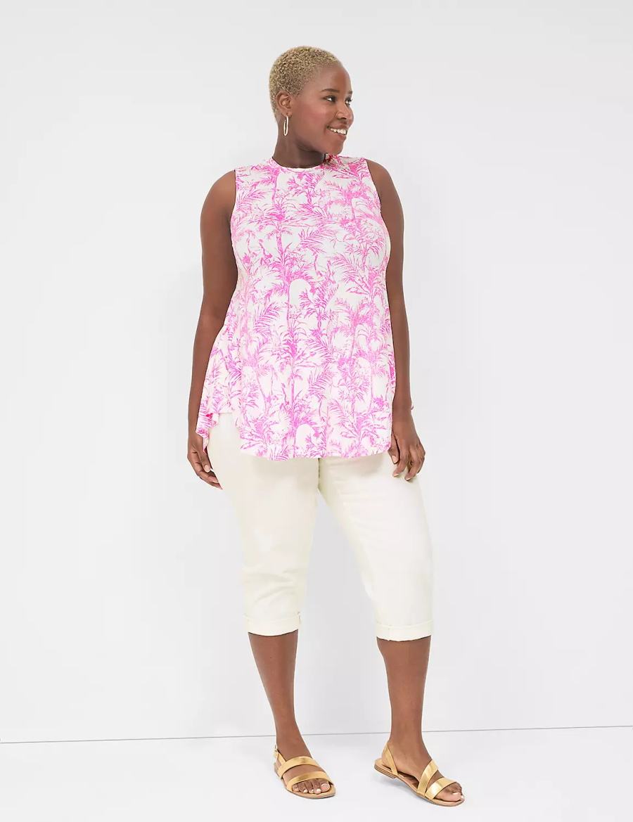 Lane Bryant Max Swing Sleeveless High-Neck Tunic Women T Shirts Pink | GZI8154UC