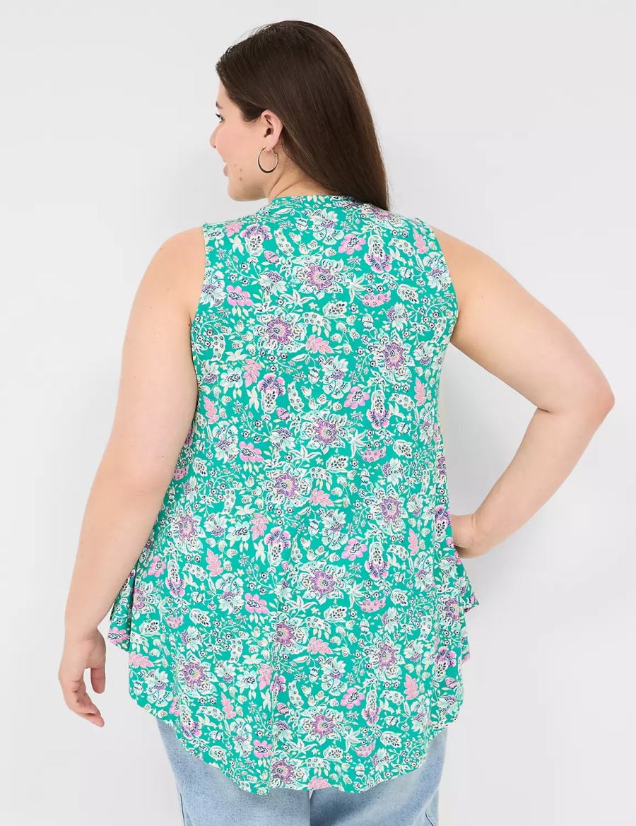 Lane Bryant Max Swing Sleeveless High-Neck Tunic Women T Shirts Light Turquoise | QVU997SD