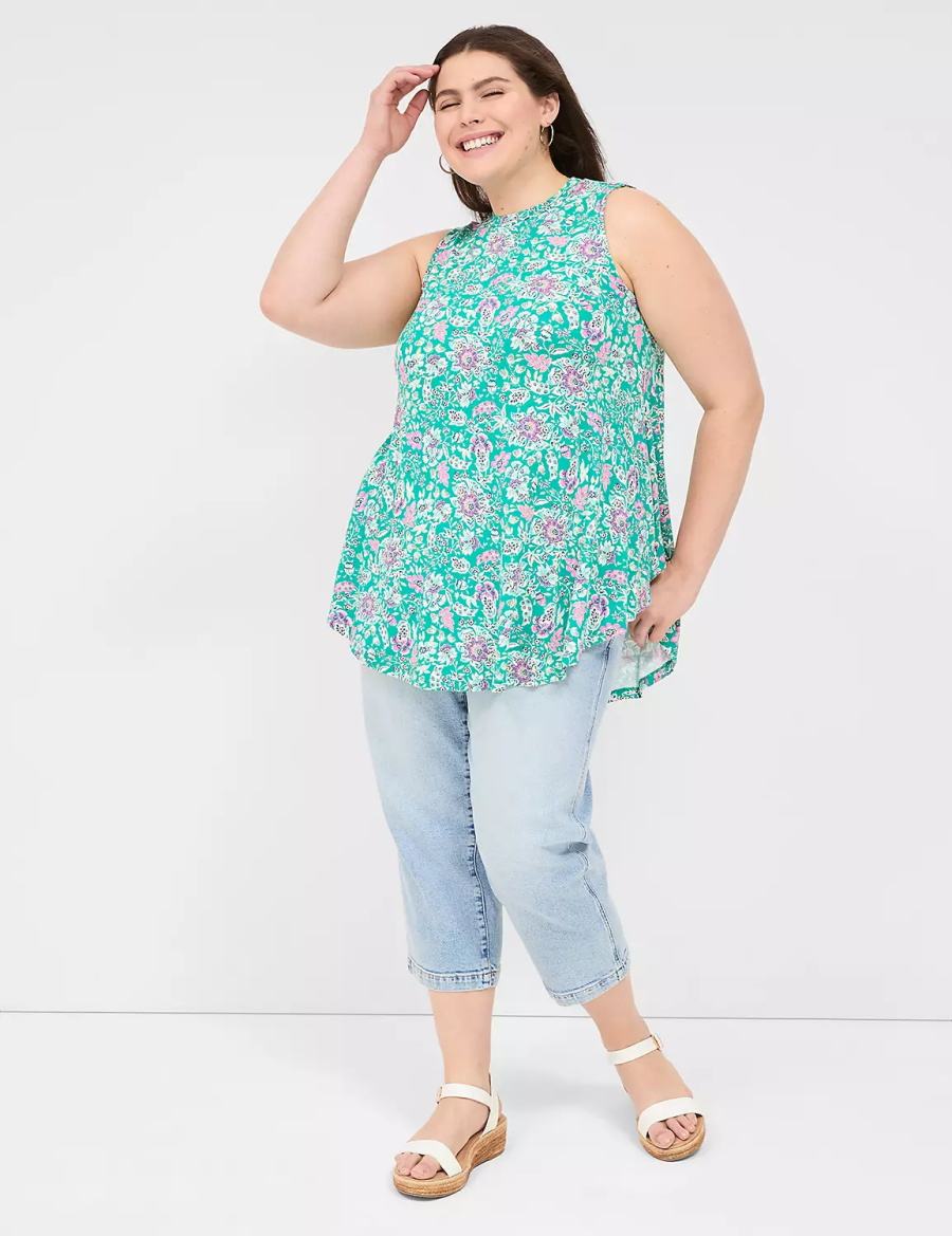 Lane Bryant Max Swing Sleeveless High-Neck Tunic Women T Shirts Light Turquoise | QVU997SD