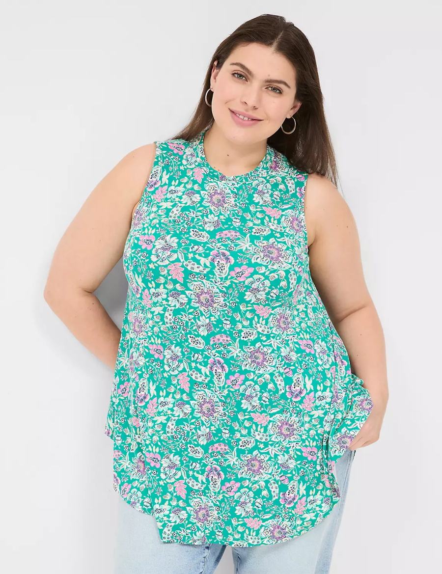 Lane Bryant Max Swing Sleeveless High-Neck Tunic Women T Shirts Light Turquoise | QVU997SD