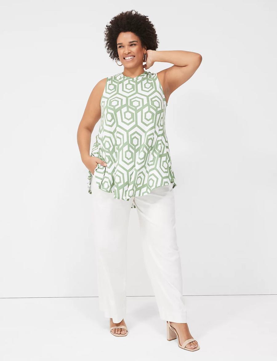 Lane Bryant Max Swing Sleeveless High-Neck Tunic Women T Shirts Green | VNL6563SJ