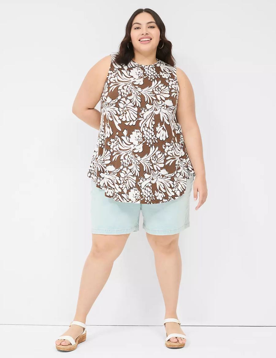 Lane Bryant Max Swing Sleeveless High-Neck Tunic Women T Shirts Brown | SMD5654UV