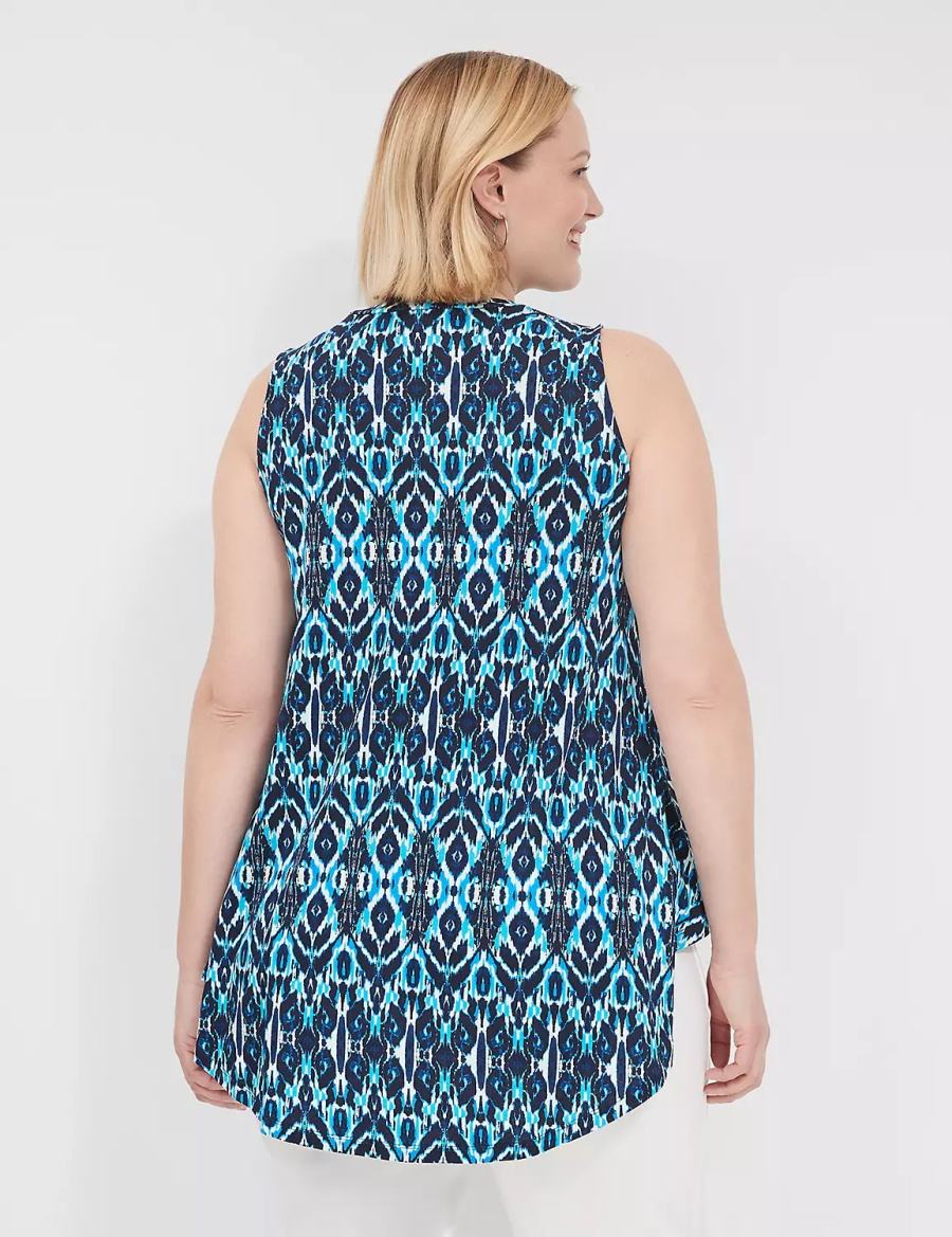 Lane Bryant Max Swing Sleeveless High-Neck Tunic Women T Shirts Blue | ZAC332WA