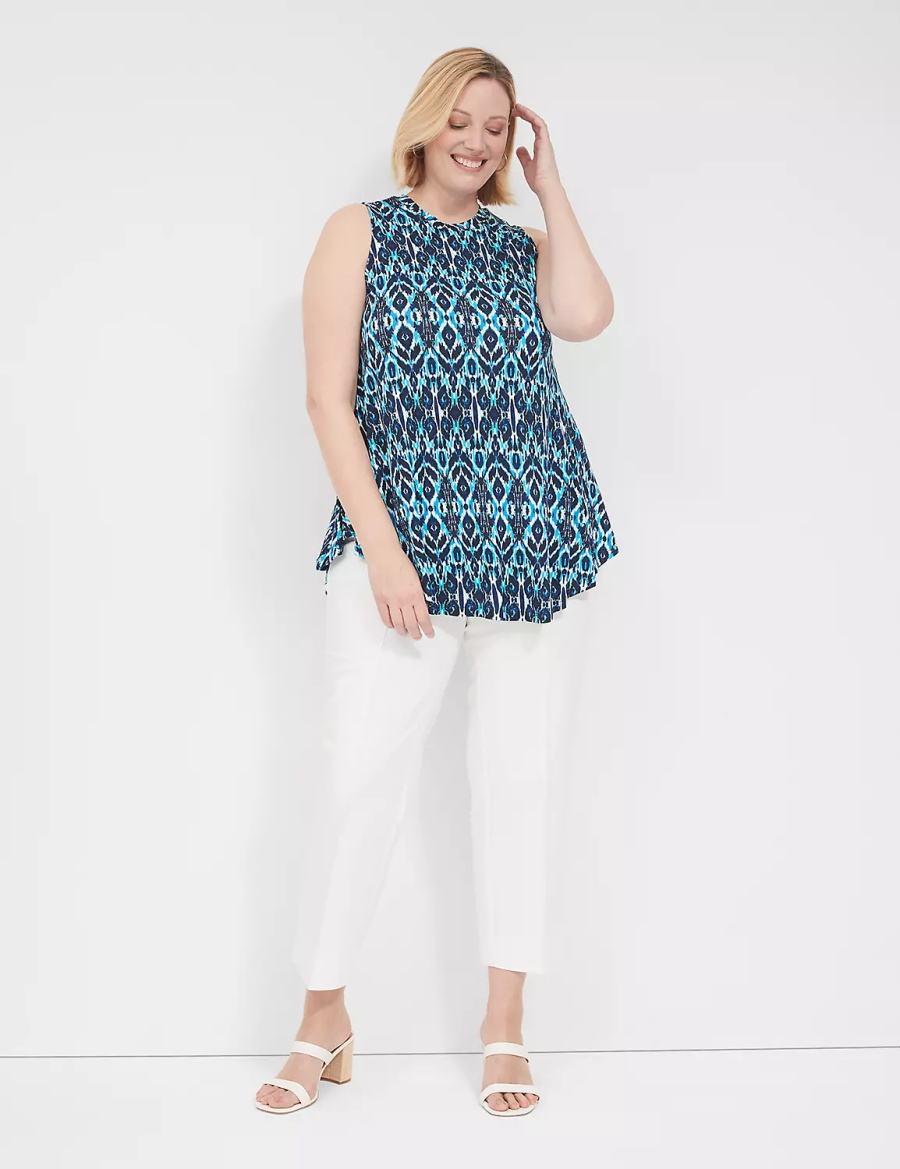 Lane Bryant Max Swing Sleeveless High-Neck Tunic Women T Shirts Blue | ZAC332WA