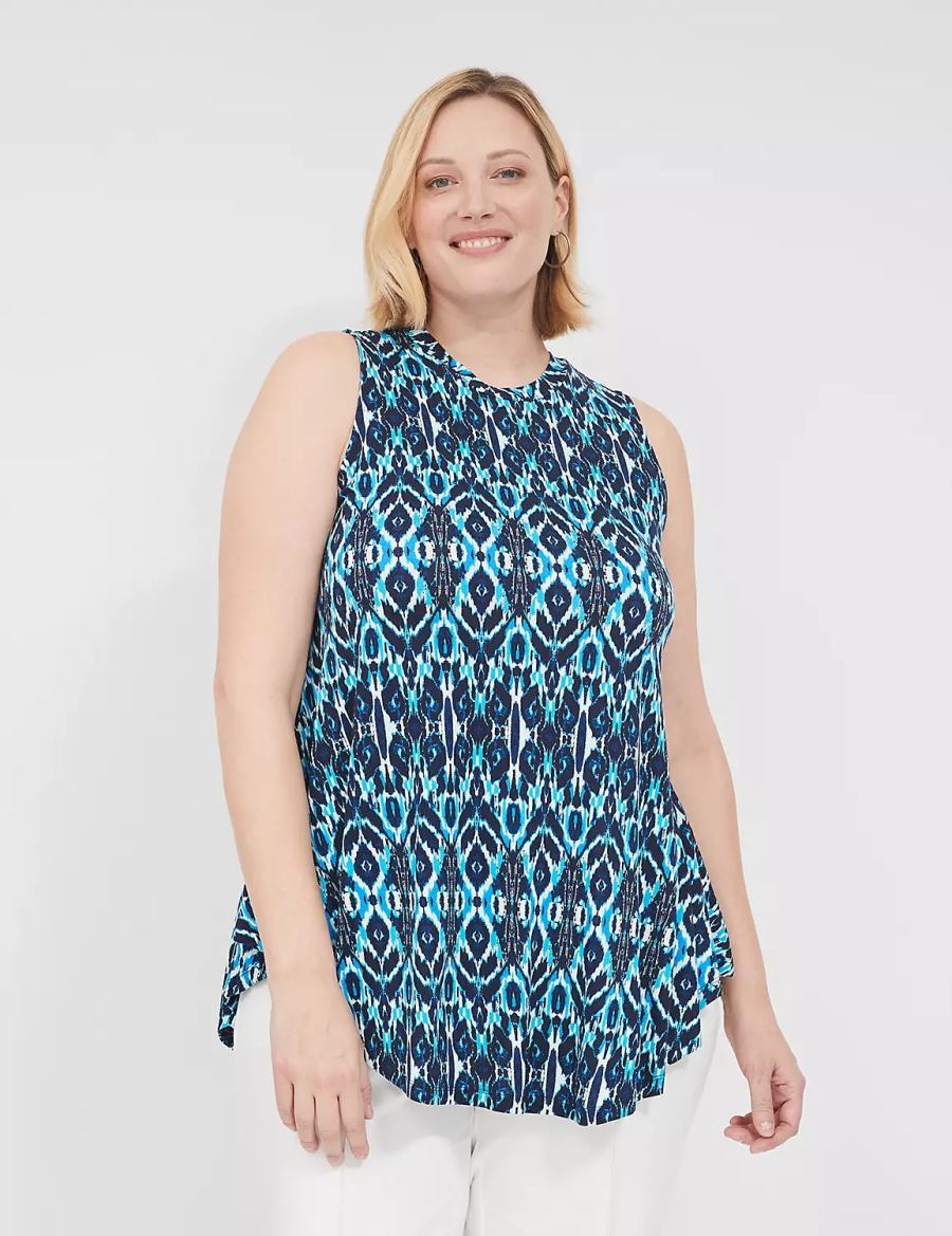 Lane Bryant Max Swing Sleeveless High-Neck Tunic Women T Shirts Blue | ZAC332WA