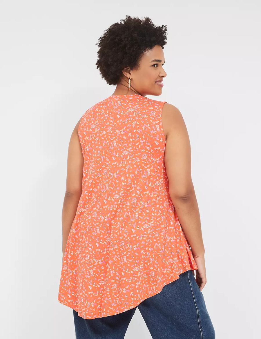 Lane Bryant Max Swing Sleeveless High-Neck Tunic Women T Shirts Orange | BBA1438TM