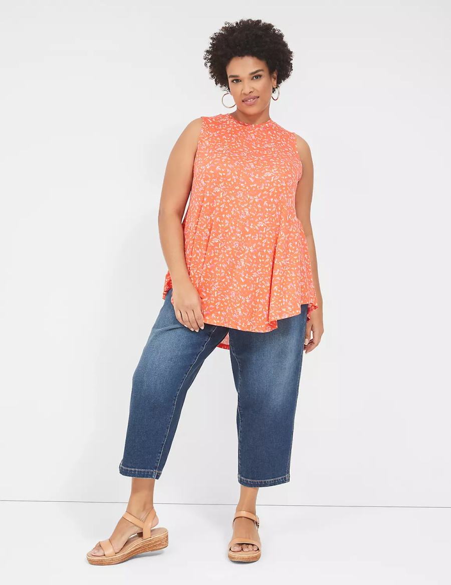 Lane Bryant Max Swing Sleeveless High-Neck Tunic Women T Shirts Orange | BBA1438TM