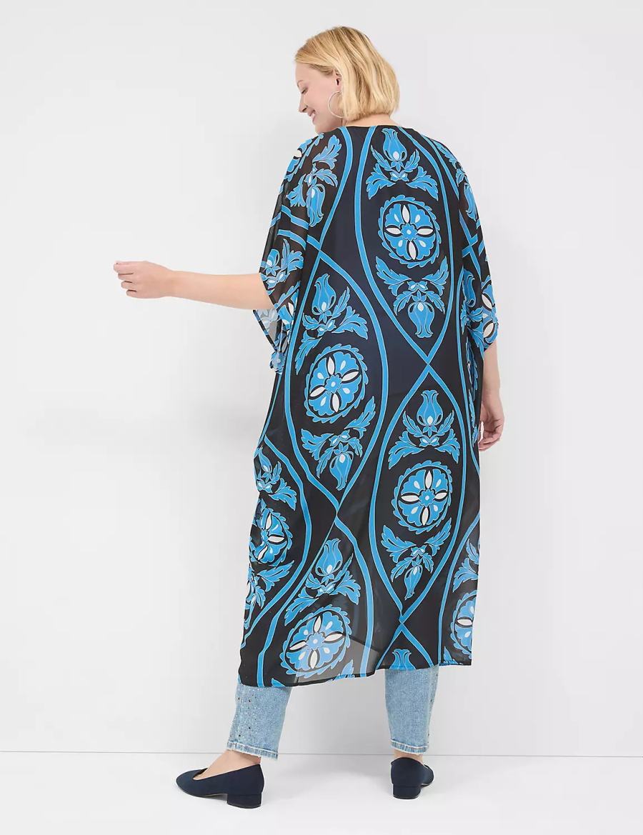 Lane Bryant Maxi Chiffon Overpiece Women Robe Blue | LLF4868MN