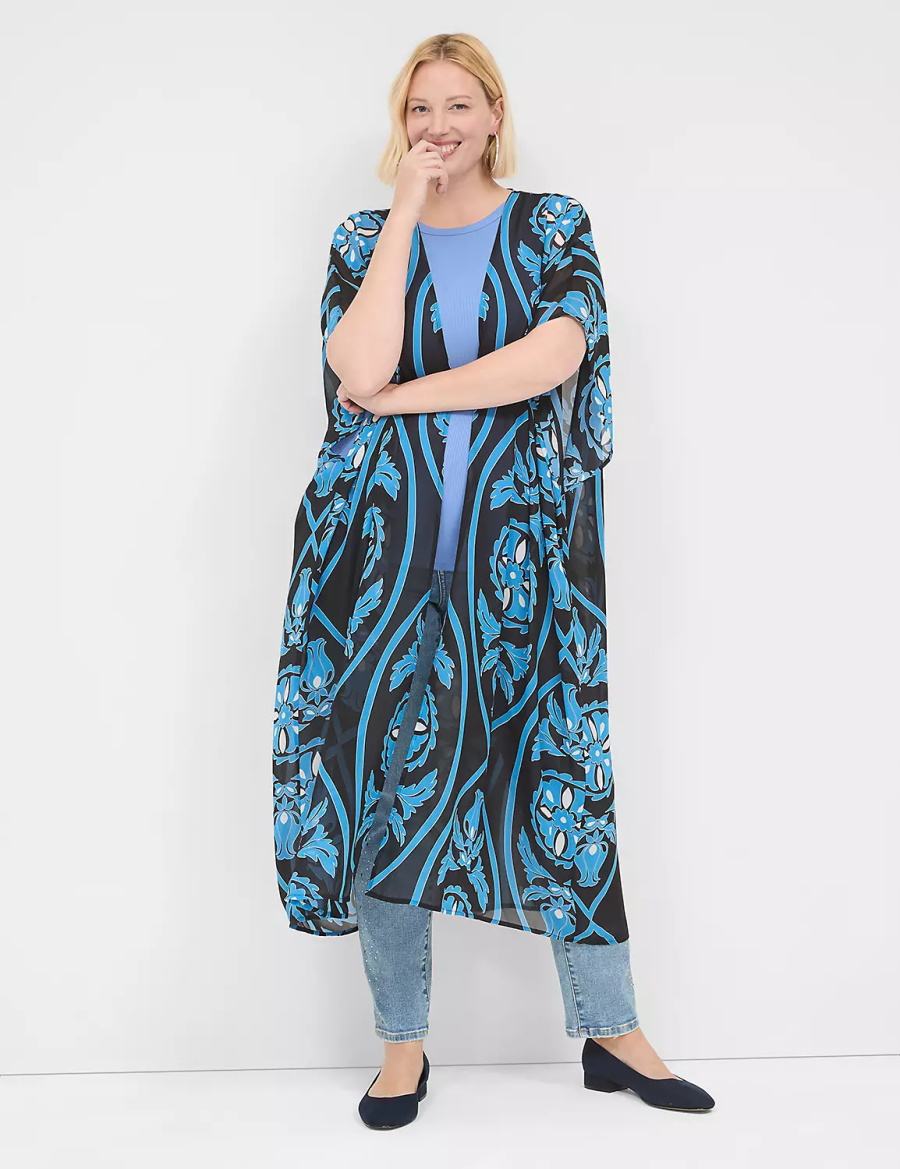 Lane Bryant Maxi Chiffon Overpiece Women Robe Blue | LLF4868MN