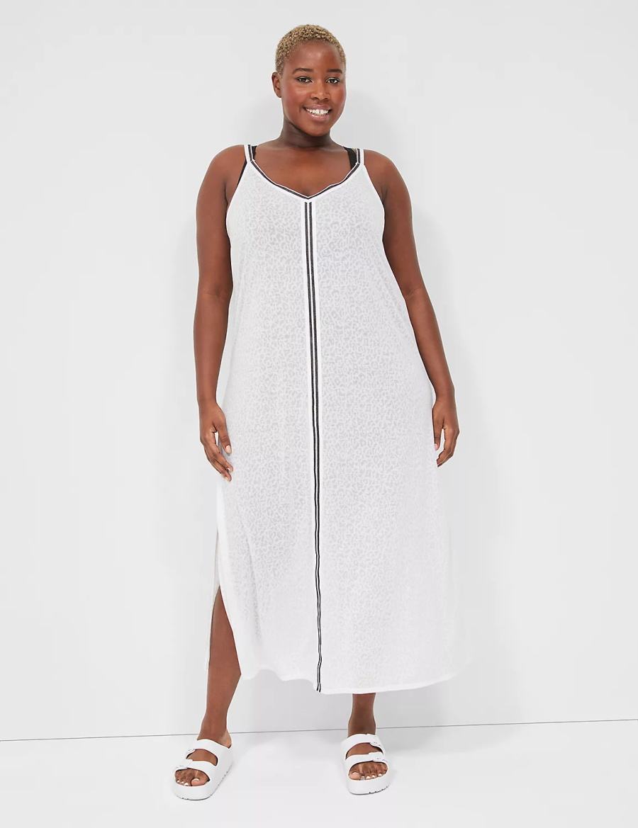 Lane Bryant Maxi Cover-Up Women Dress White | DZU5226UQ