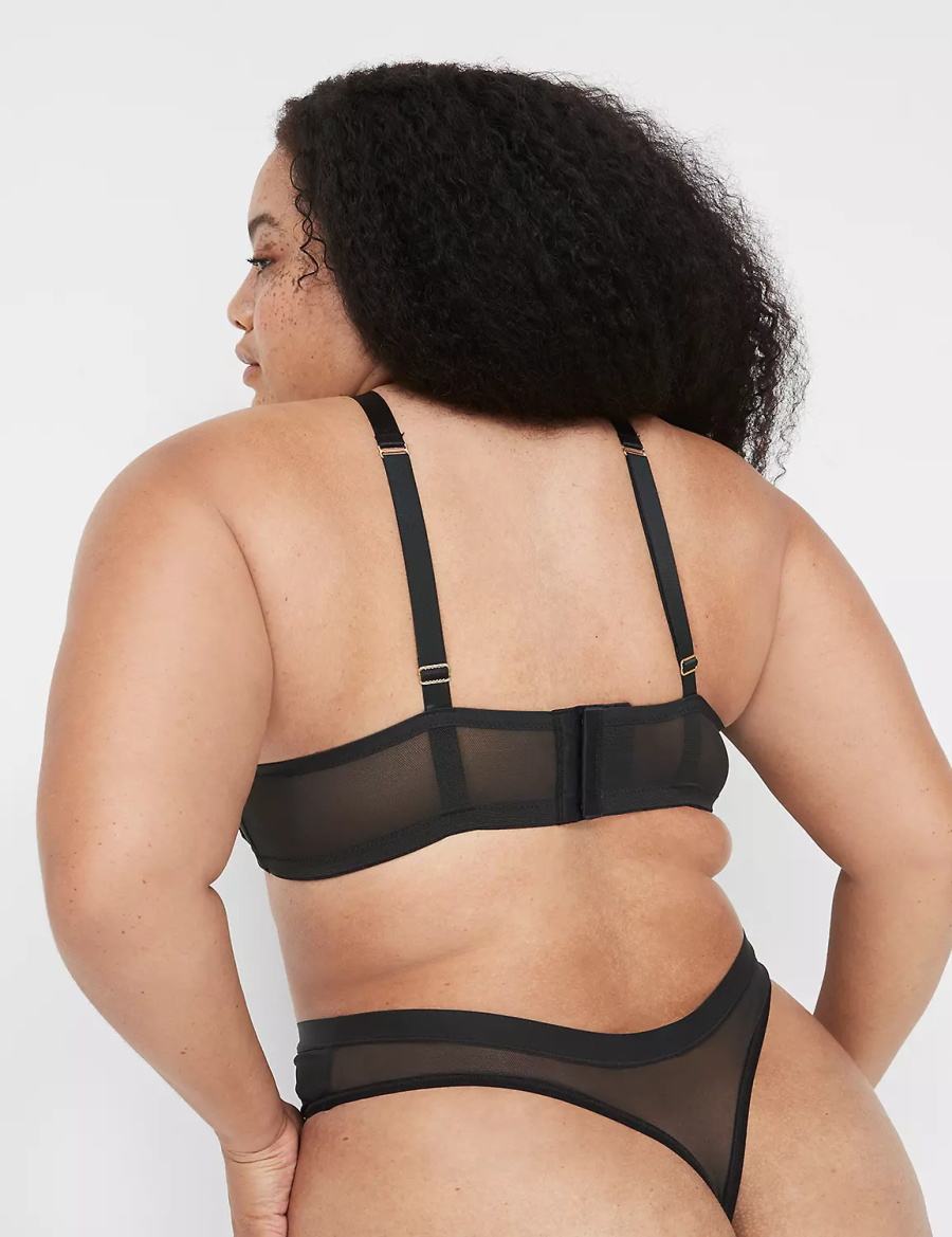 Lane Bryant Mesh Bandeau Women Bralettes Black | KHV3287KP