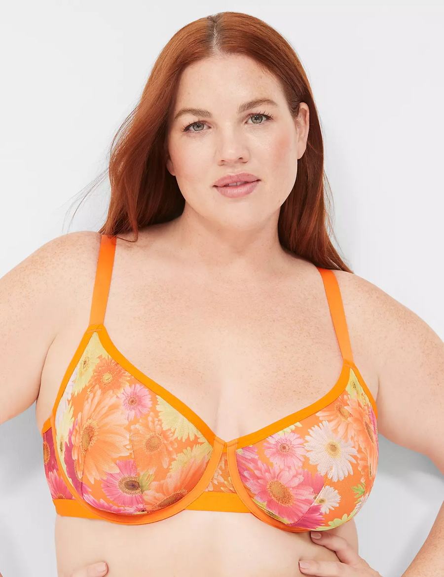 Lane Bryant Mesh Demi Women Unlined Bra Yellow | TTL887TN