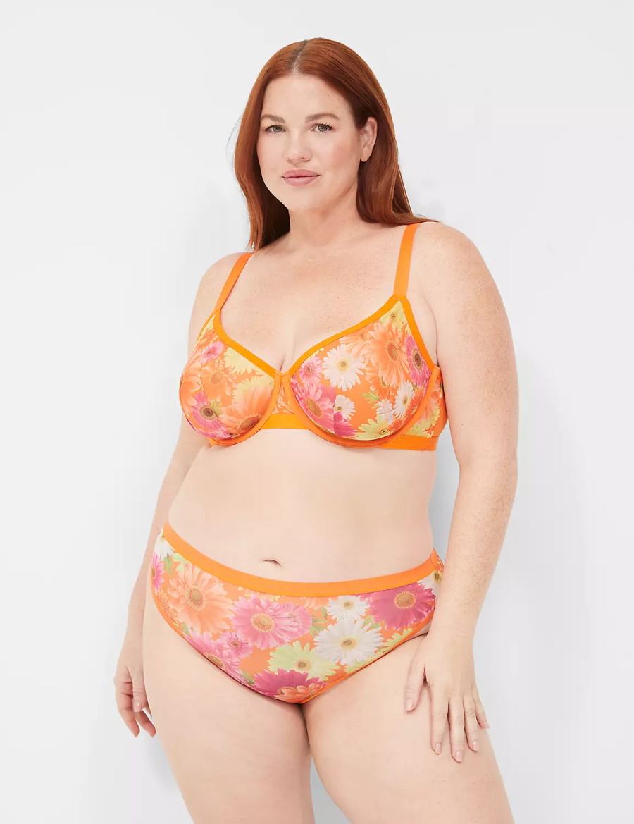 Lane Bryant Mesh Demi Women Unlined Bra Yellow | TTL887TN