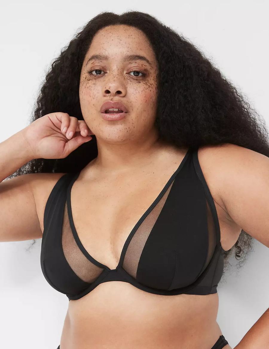 Lane Bryant Mesh High Apex Women Bralettes Black | NWK3737SS