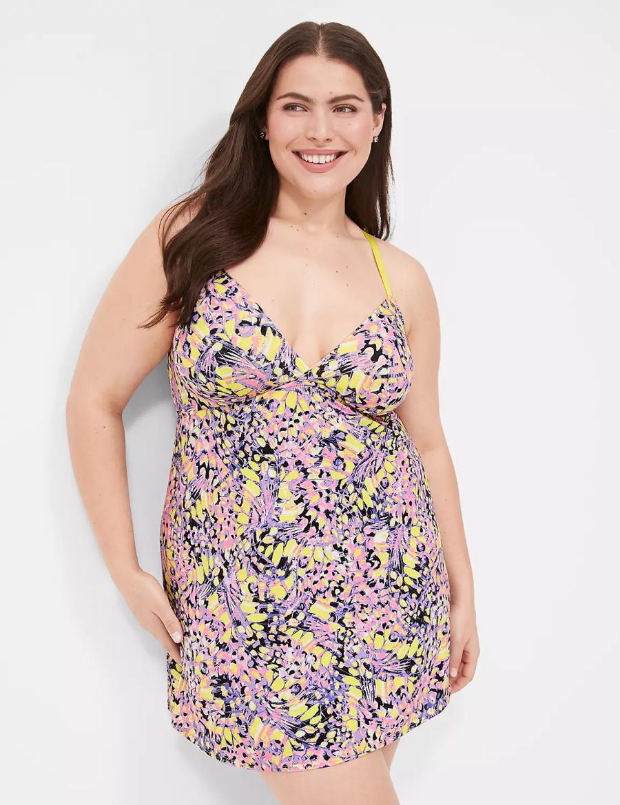 Lane Bryant Microfiber Triangle Slip Women Dress Yellow Multicolor | NMW7262WP