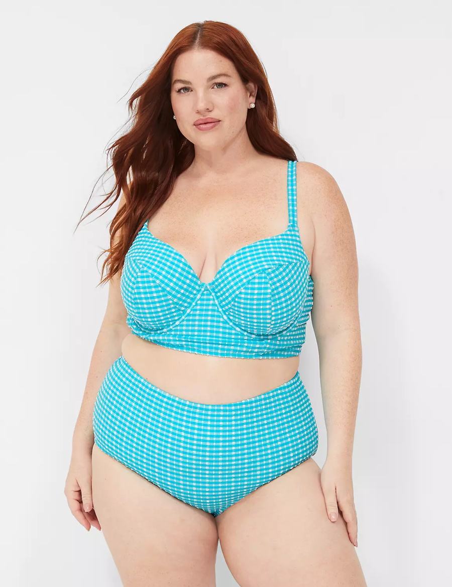 Lane Bryant Mid-Rise Swim Women Briefs Blue White | FTL7277MN