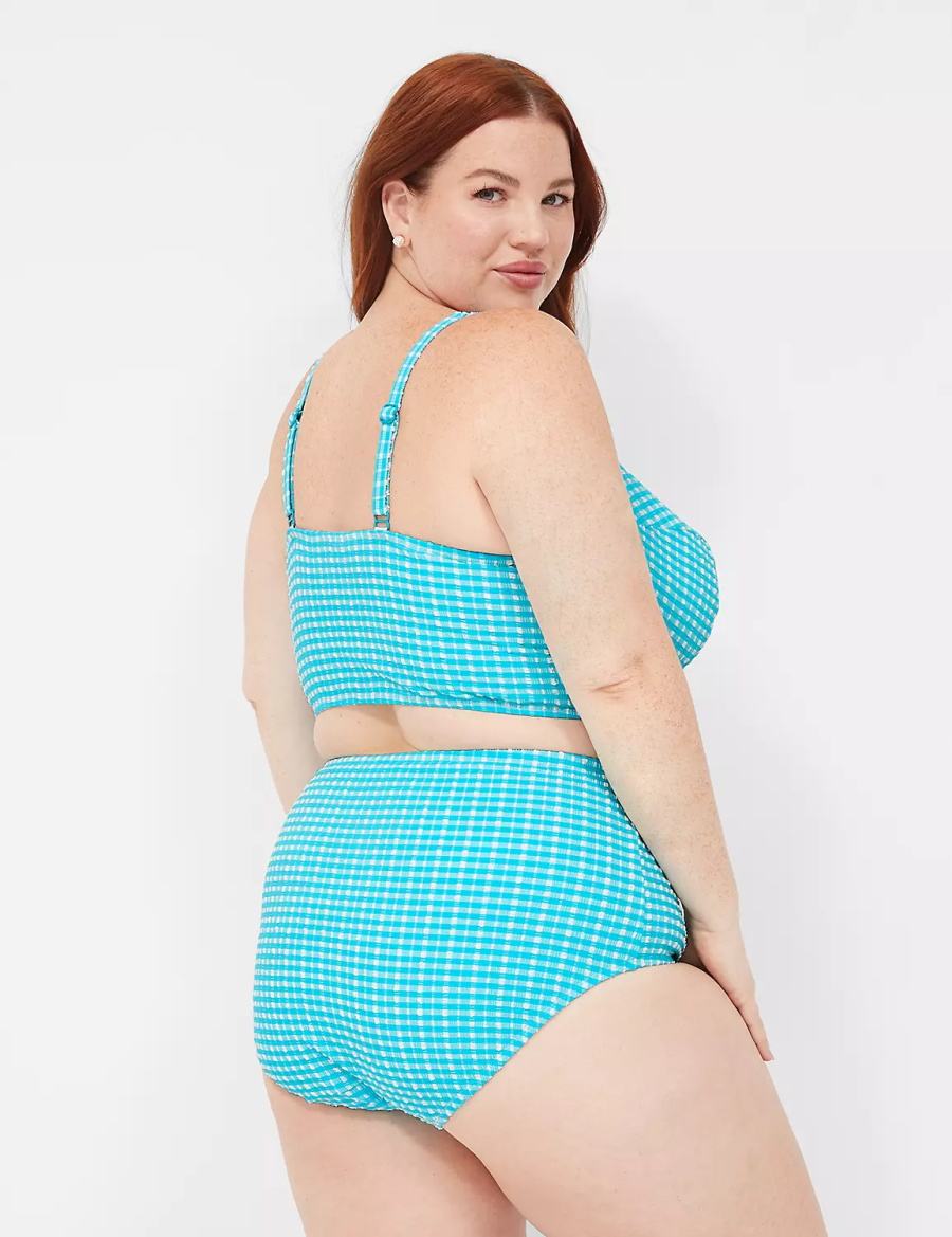 Lane Bryant Mid-Rise Swim Women Briefs Blue White | FTL7277MN