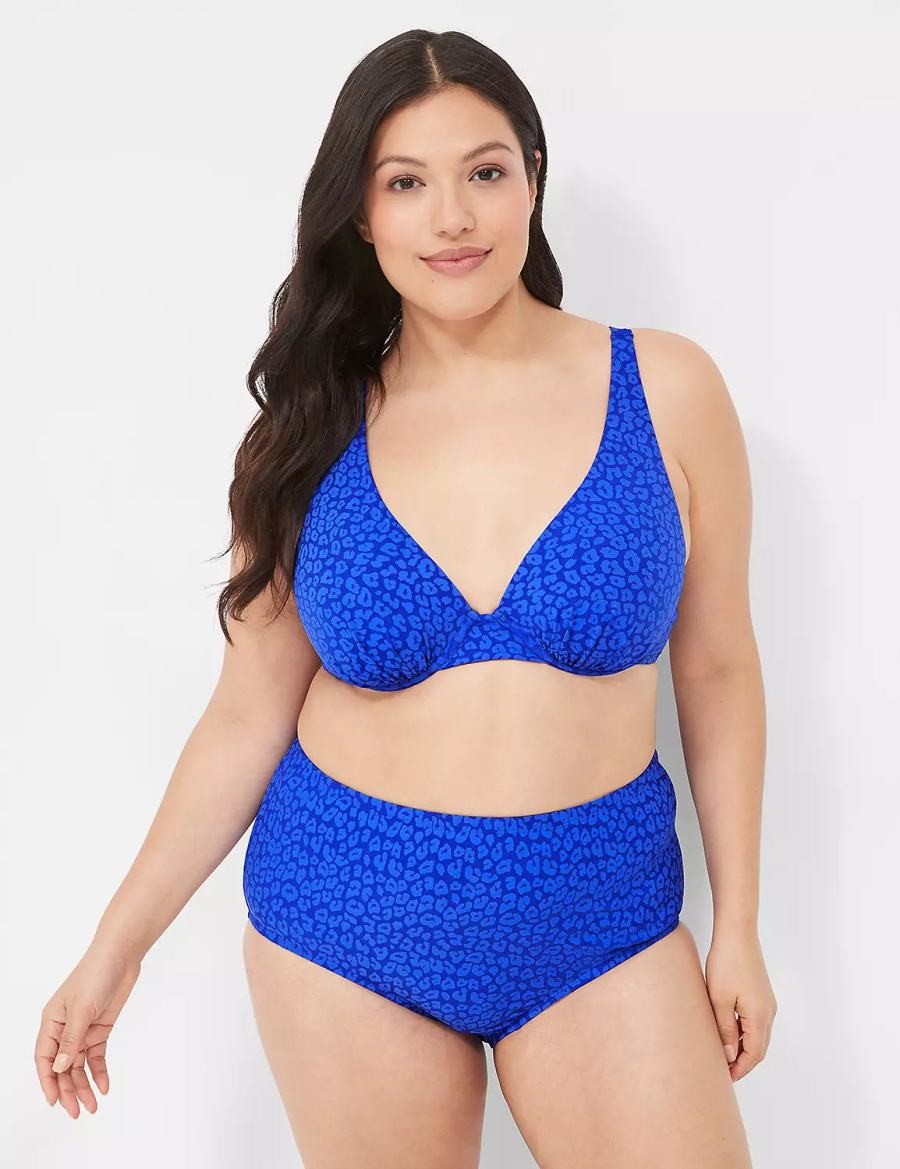 Lane Bryant Mid-Rise Swim Women Briefs Blue | KPQ8249RR