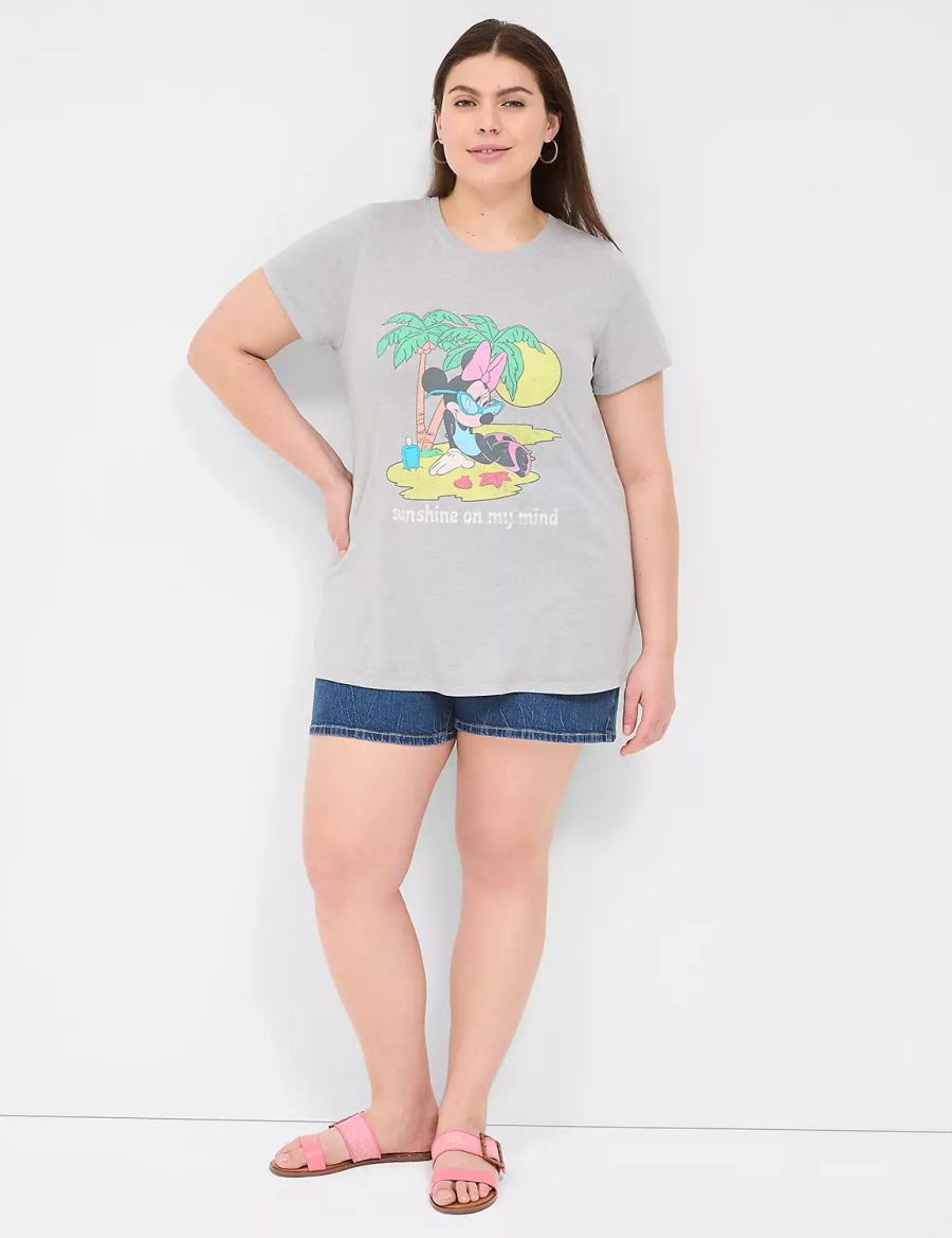 Lane Bryant Minnie Sunshine On My Mind Graphic Tee Women T Shirts Grey | KGD2921MO