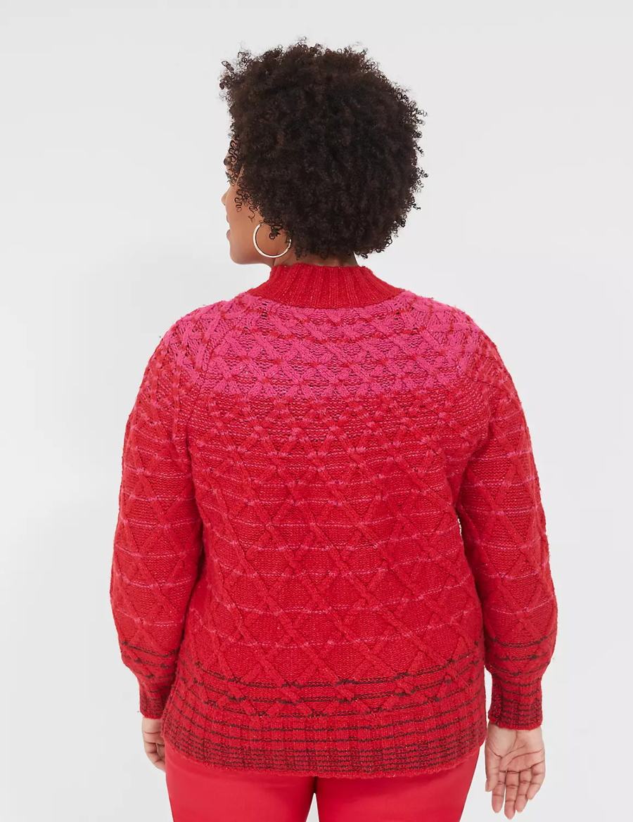 Lane Bryant Mock-Neck Cable Women Sweaters Red | ZLA5315OA