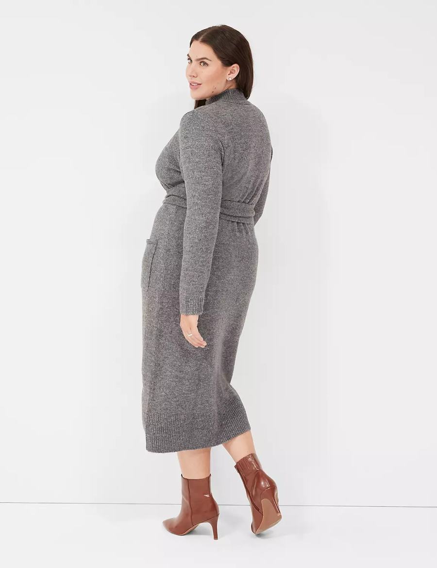 Lane Bryant Mock-Necked Midi Sweater Women Midi Dress Grey | FGT6252IH