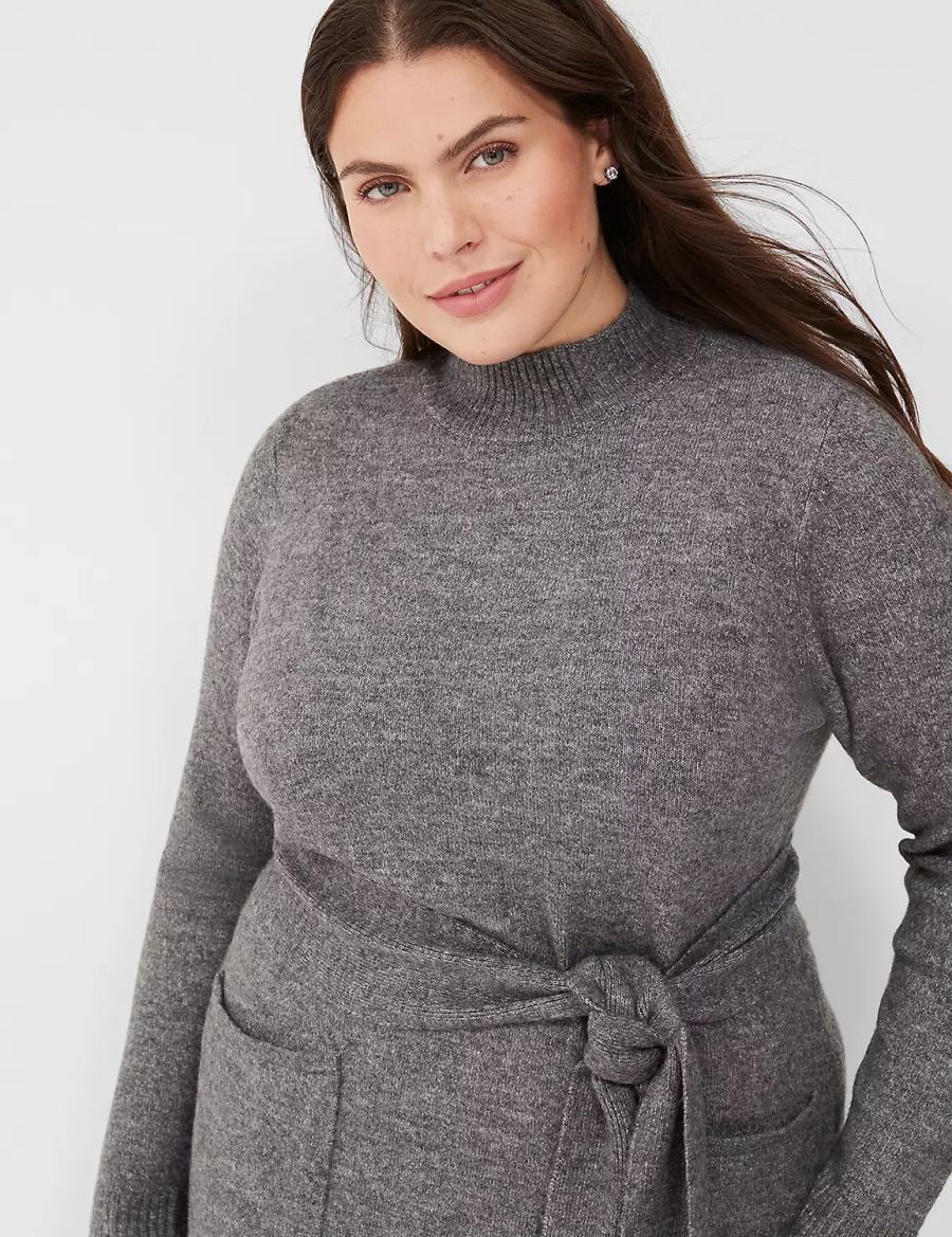 Lane Bryant Mock-Necked Midi Sweater Women Midi Dress Grey | FGT6252IH