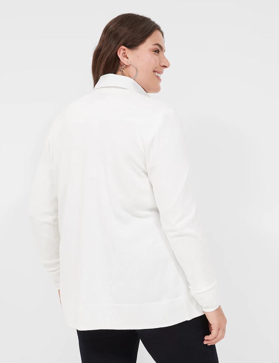 Lane Bryant Modern Long-Sleeve Open-Front Women Cardigan White | DAD3575MO