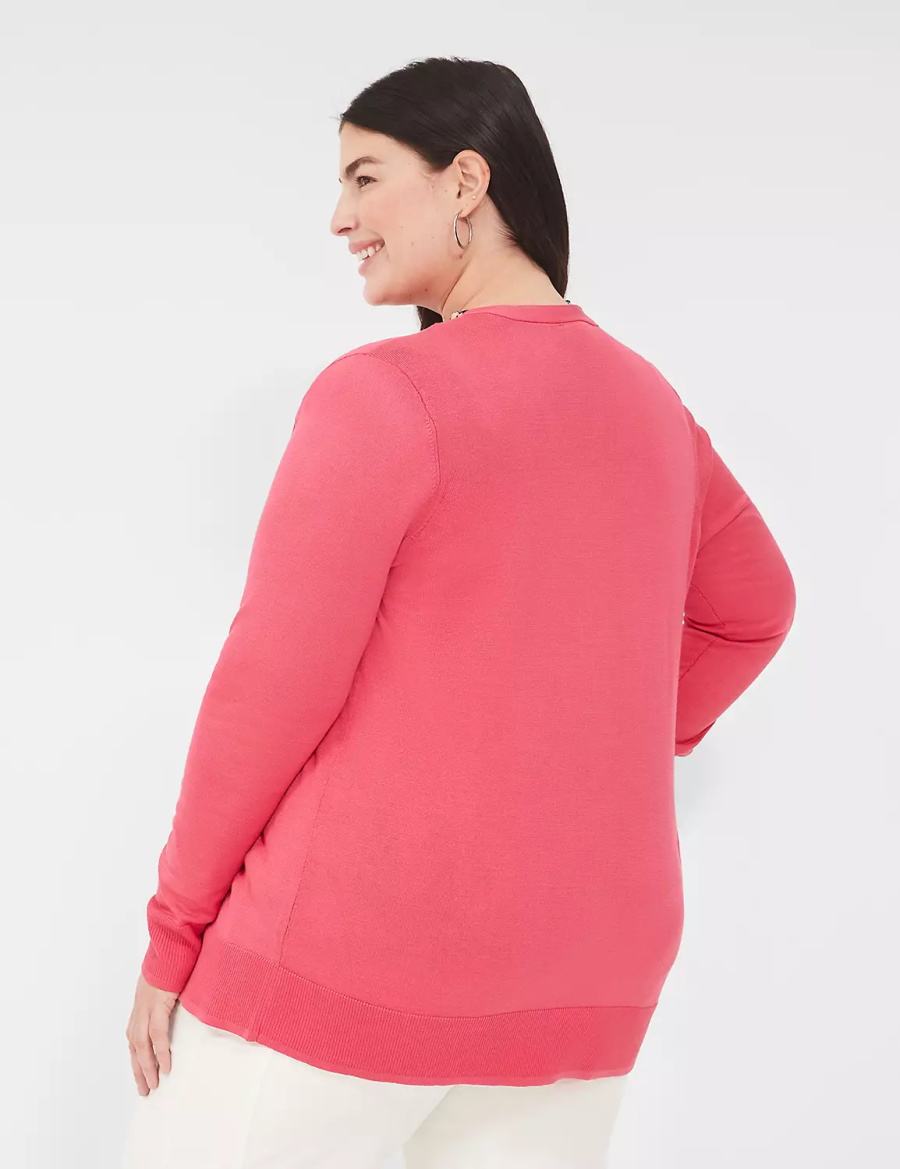 Lane Bryant Modern Long-Sleeve Open-Front Women Cardigan Pink | JLI6055OW