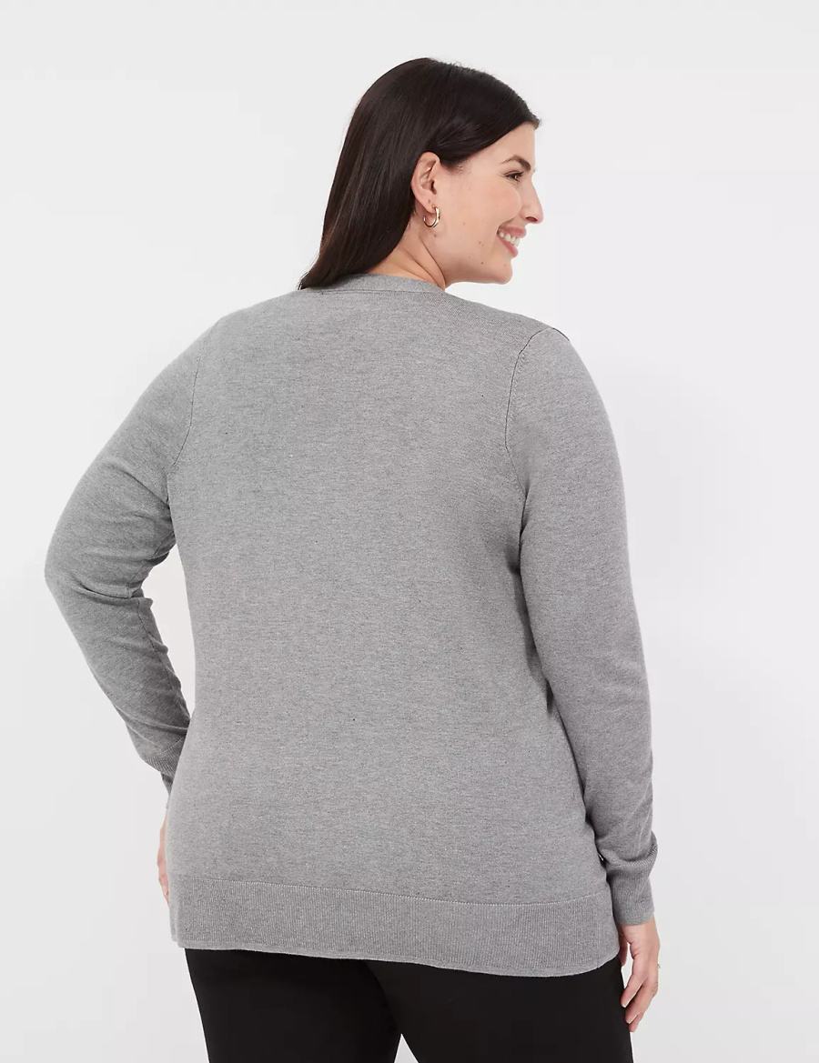 Lane Bryant Modern Long-Sleeve Open-Front Women Cardigan Grey | UOA381VF