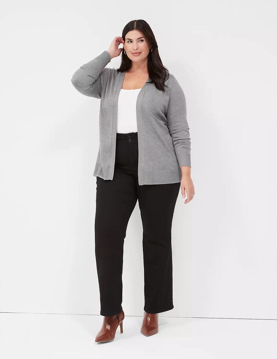 Lane Bryant Modern Long-Sleeve Open-Front Women Cardigan Grey | UOA381VF