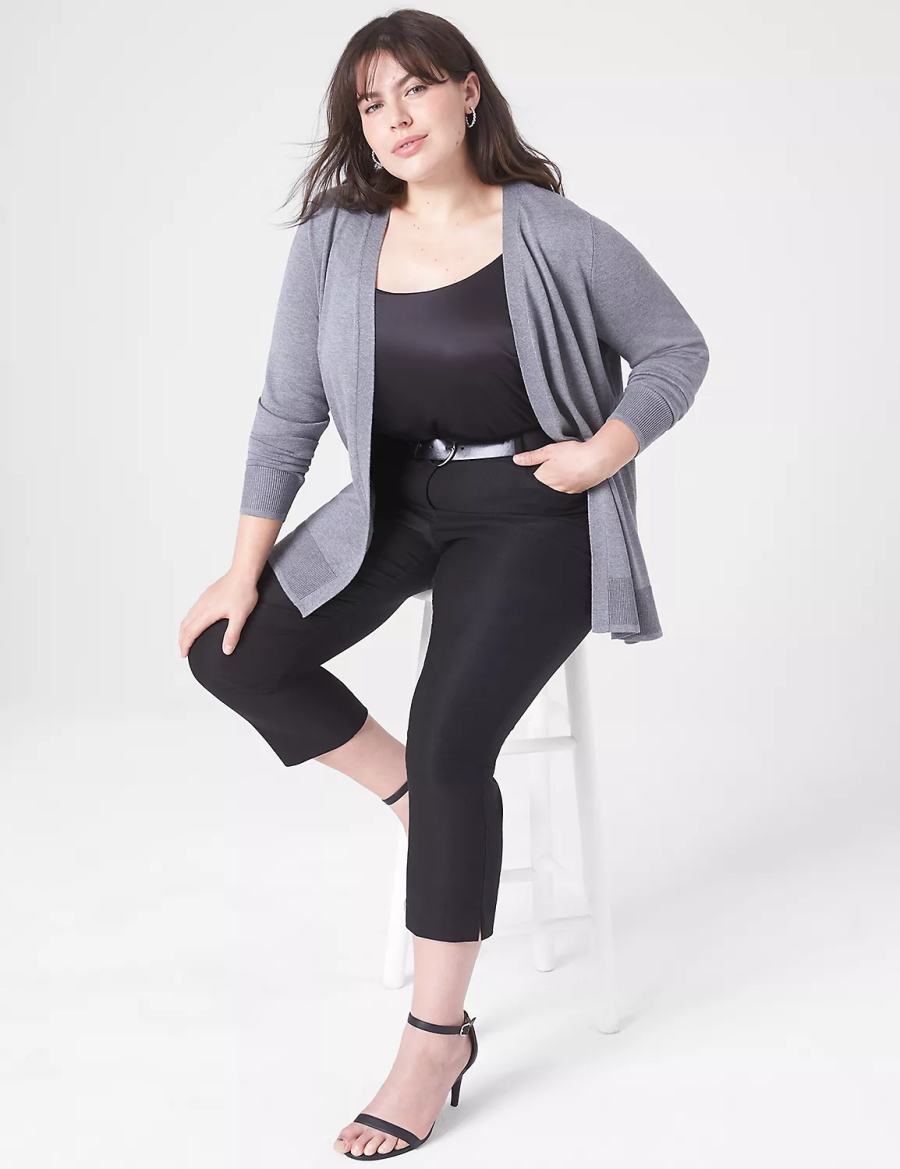 Lane Bryant Modern Long-Sleeve Open-Front Women Cardigan Grey | UOA381VF